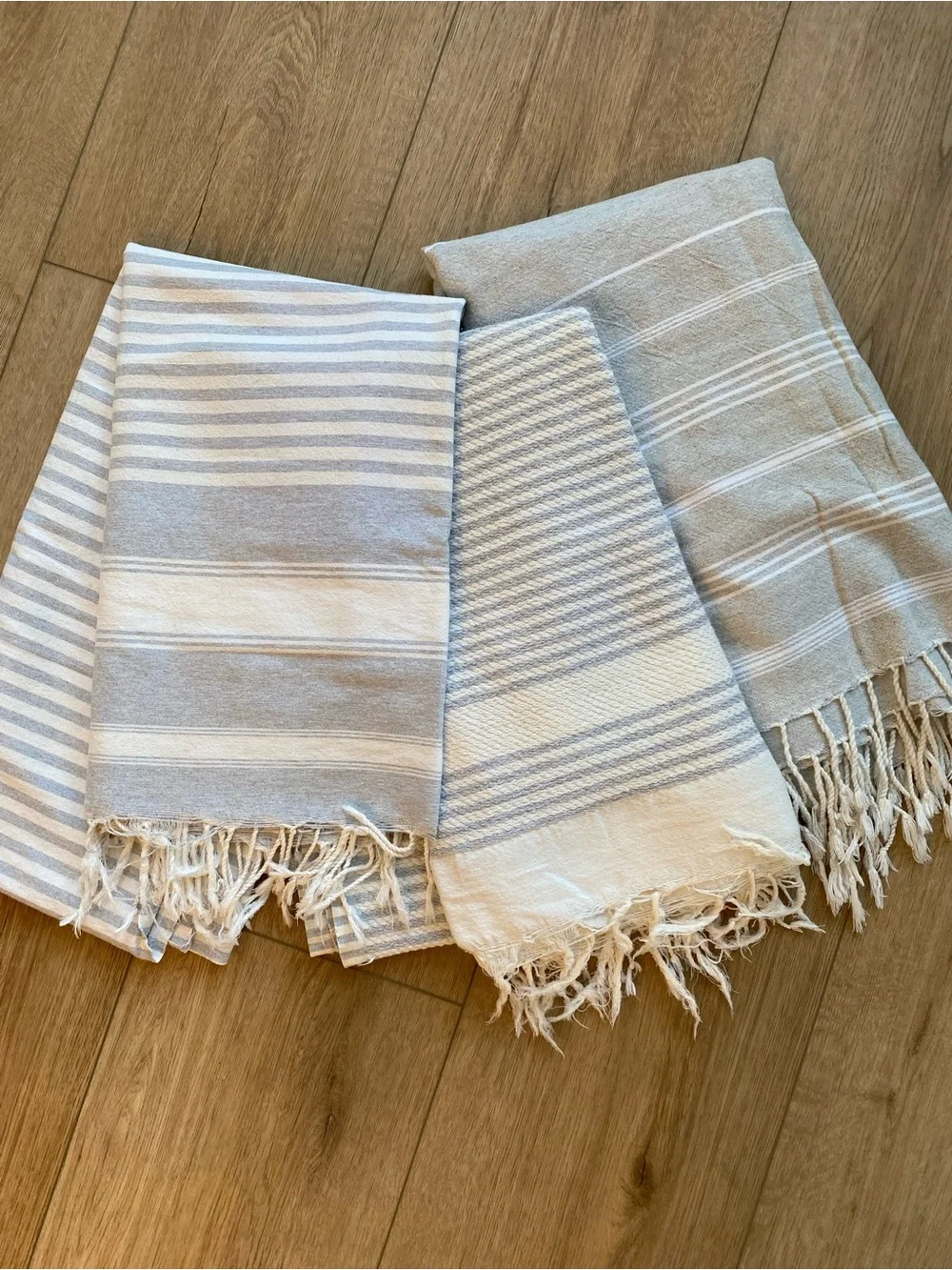Bundle of 3 Neutral Striped Turkish 100% Cotton Bath / BeachTowels